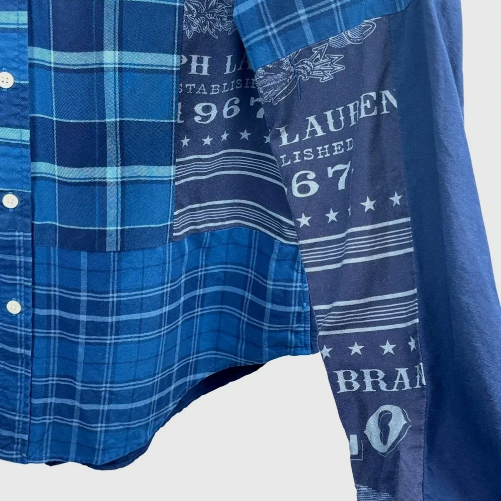 Polo Ralph Lauren Bandana Patchwork Shirt Button Down Plaid Heritage 90s Sz L